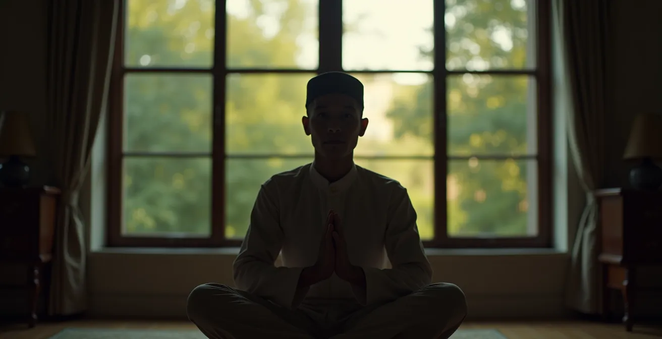 Personne en contemplation devant une fenêtre baignée de lumière naturelle